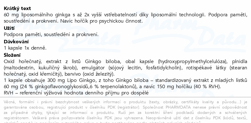 GS Lipo Ginkgo paměť+ 60mg cps.90+15 dárek