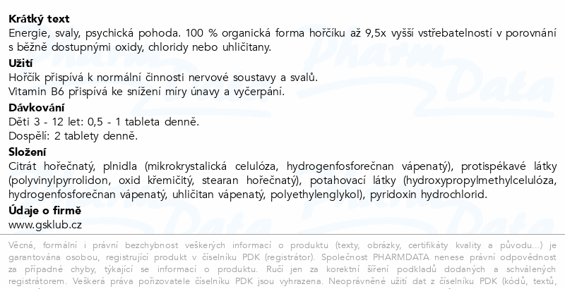 GS Magnesium citrate pure 1340mg+B6 tbl.70+40 dár.