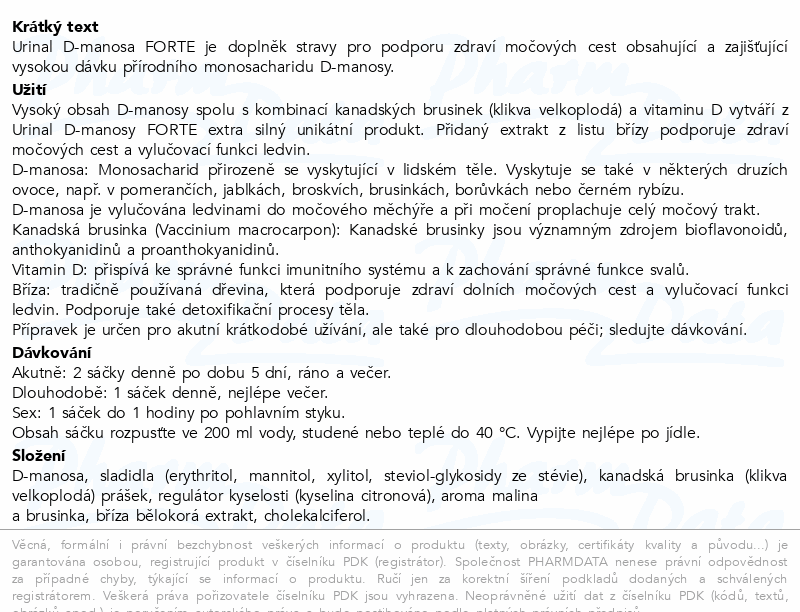 Urinal D-manosa Forte 10 sáčků
