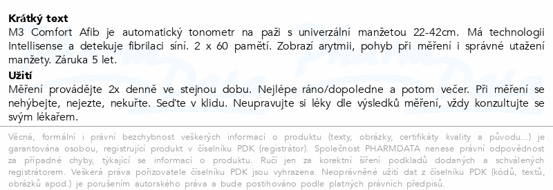 Tonometr digitální Omron M3 Comfort Afib