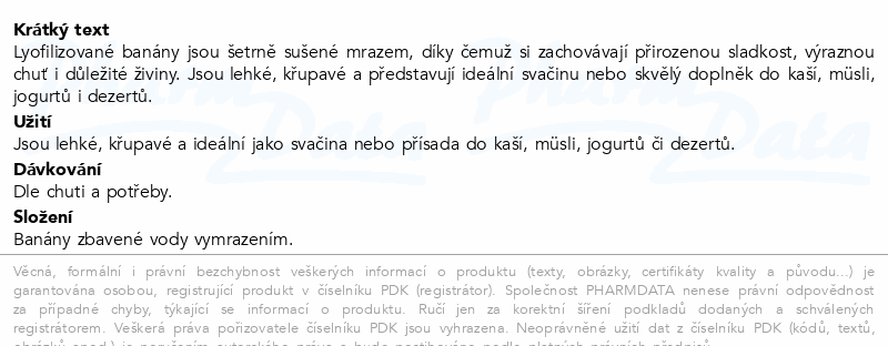 Allnature Banány Lyo mrazem sušené 100g