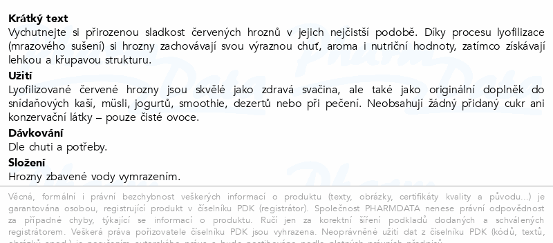 Allnature Hrozny červené Lyo mrazem sušené 100g