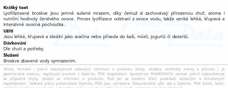 Allnature Broskve Lyo mrazem sušené 100g