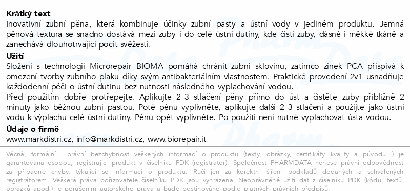 Biorepair zubní pěna Combined Protection 2v1 75ml