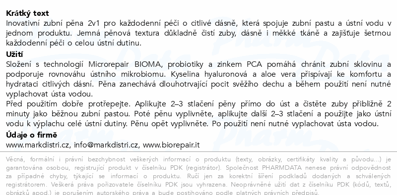 Biorepair zubní pěna Gum Protection 2v1 75ml