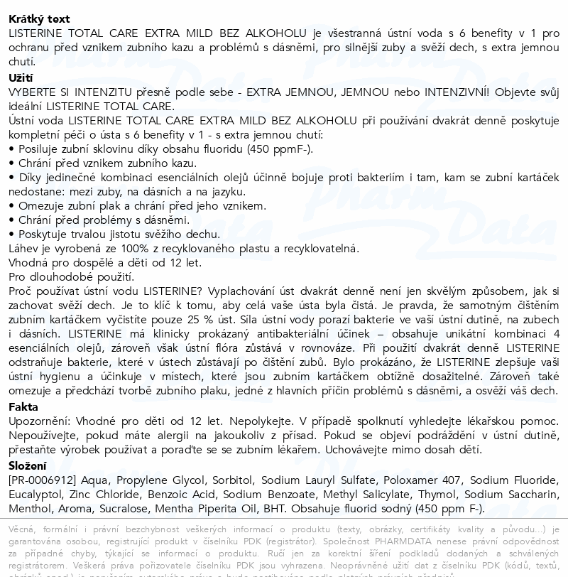 LISTERINE Total Care extra mild bez alkoholu 500ml