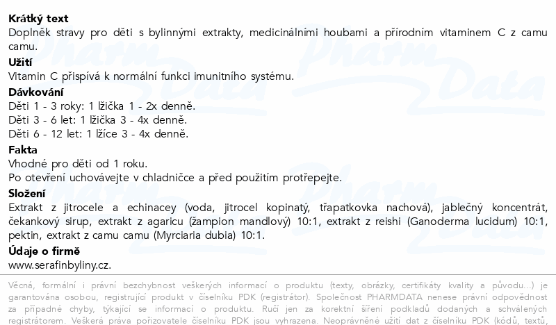 Serafin Serafínkův dětský sirup Imunita 200ml