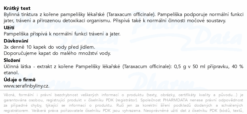 Serafin Pampeliška kořen tinktura z bylin 50ml