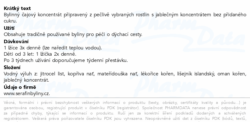 Serafin Průdušky a plíce bylinný čaj koncent.250ml