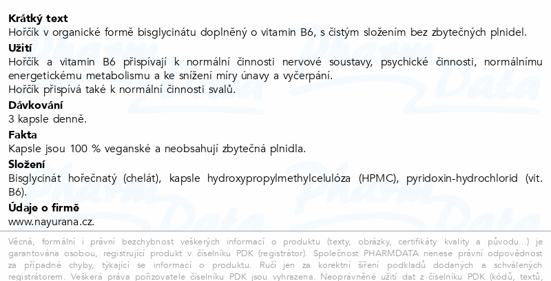 Nayurana Magnesium Bisglycinát 700mg+B6 cps.150