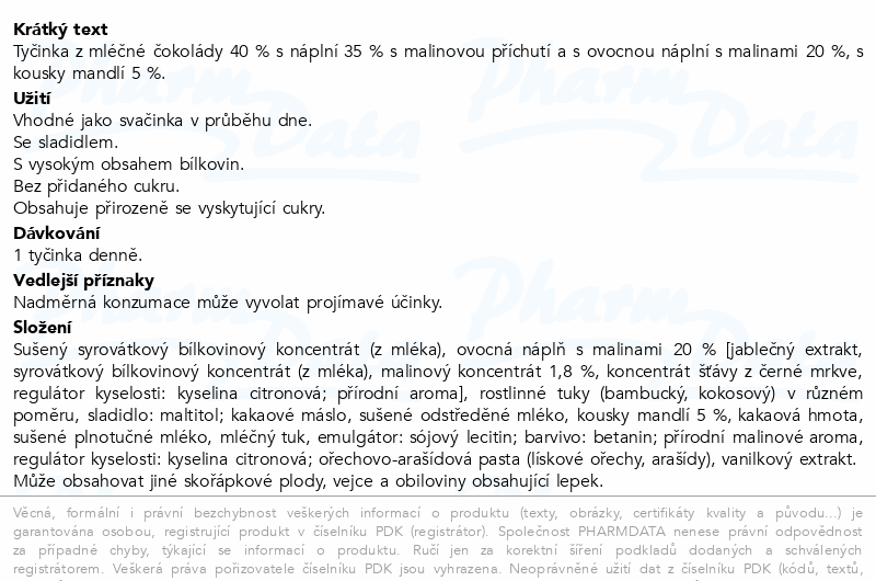 Oshee Proteinová tyčinka 28% malina&mandle 47g