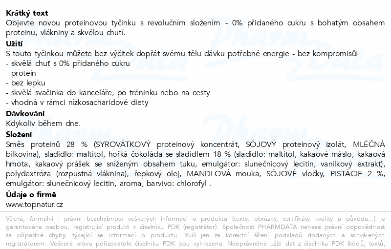Topnatur Protein tyčinka pistácie 40g