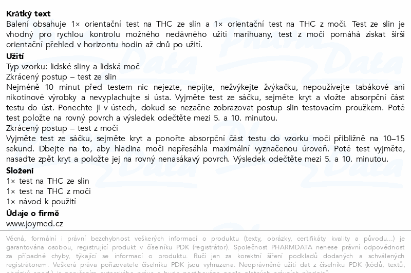 JoyTest Test na THC ze slin i moči 1+1ks