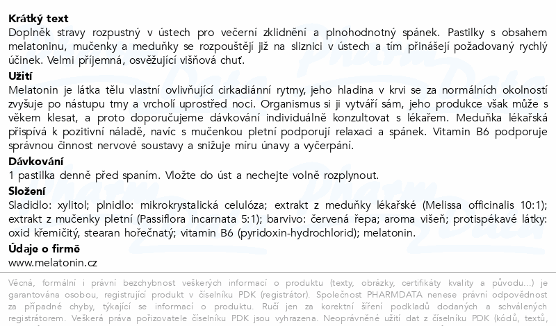 Melatonin Herbal višeň 100 pastilek