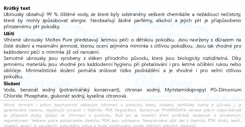 Moltex Pure dětské vlhčené ubrousky 60ks