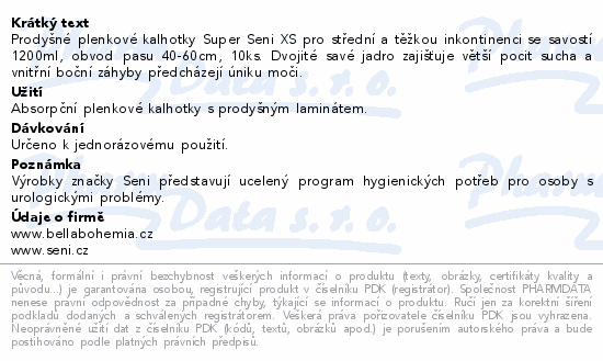 Seni Super inkon.plenkové kalhotky XS 10ks