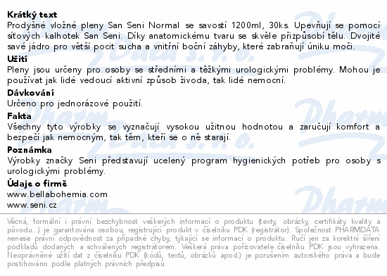 Seni San inkontinenční vložné pleny normal 30ks