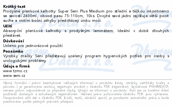 Seni Super Plus inkon.plen.kalhotky noční M 10ks