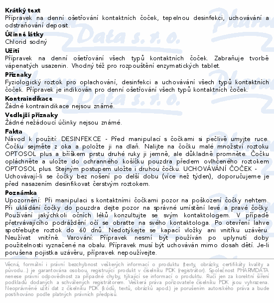 Optosol Plus fyziologický roztok (kont.čočky) 250m